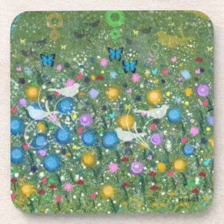 Posavasos Jardín KiniArt Flores Aves y Mariposas