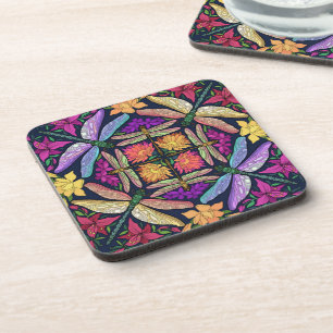 Posavasos Jardín mágico, flores y libélulas