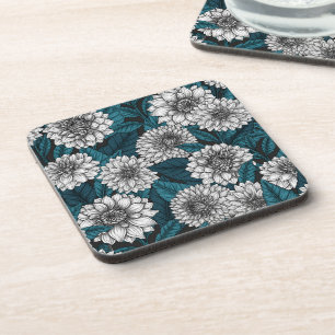 Posavasos Jardines Dahlia blancos/ hojas azules 2