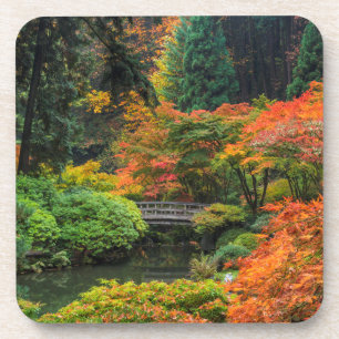 Posavasos Jardines japoneses en otoño en Portland, Oregón 