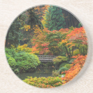 Posavasos Jardines japoneses en otoño en Portland, Oregón 