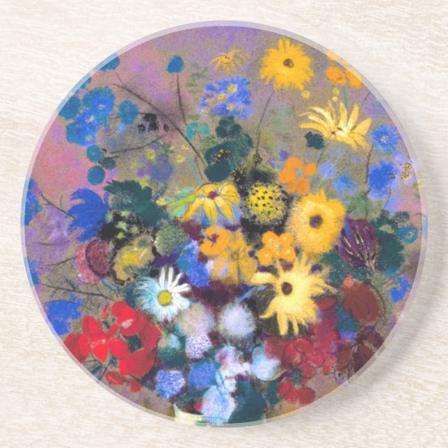 Posavasos Jarrón blanco con flores Odilon Redon (Frente)