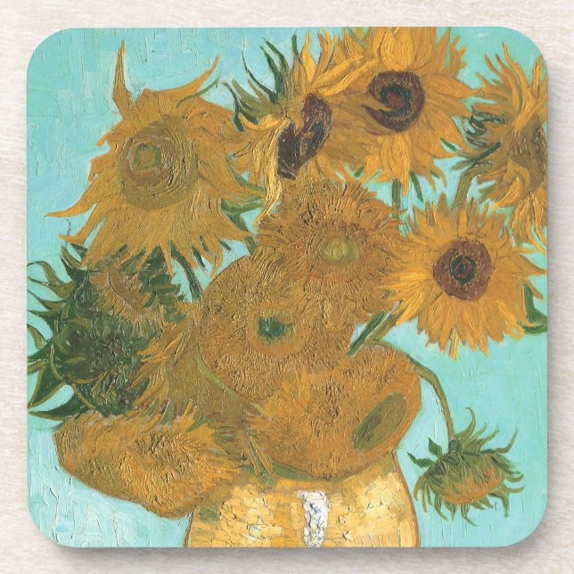 Posavasos Jarrón con doce girasoles de Vincent van Gogh (Frente)