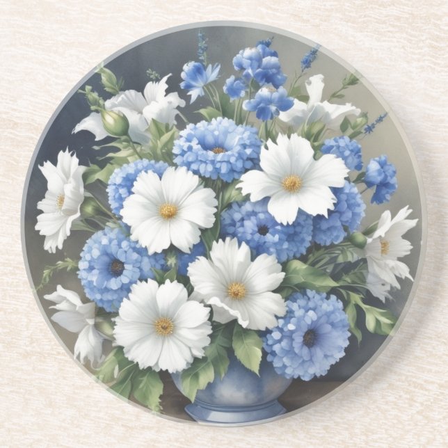 Posavasos Jarrón de flores elegante acuarela (Frente)