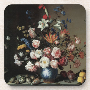 Posavasos Jarrón de flores junto a una ventana, Balthasar va