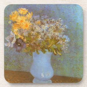 Posavasos Jarrón de Vincent van Gogh de Lilas, Margaritas, A