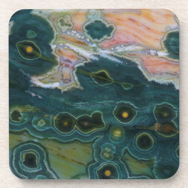 Posavasos Jasper Oceánico de Manchas Verdes (Frente)