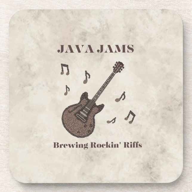 Posavasos Java Jams-Brewing Rockin' Riffs-Café-Guitarra- (Frente)