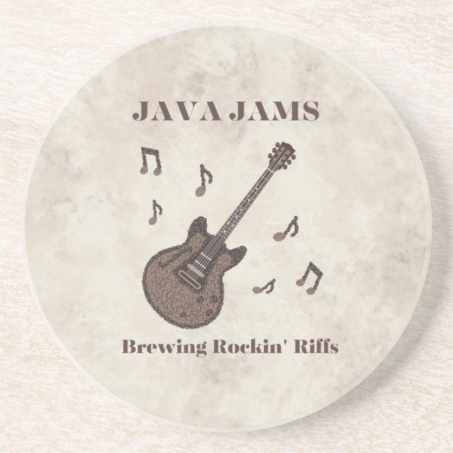 Posavasos Java Jams-Cerveza Riffs Rockeadores-Café-Guitarra- (Frente)