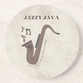 Posavasos Jazzy Java-Grãos de Café-Saxofone-