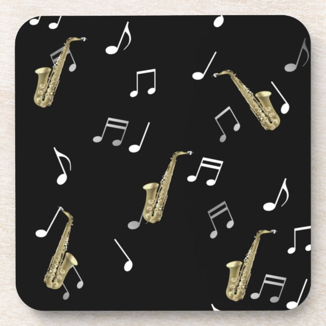 Posavasos Jazzy Saxophone & Musical Notes (Frente)