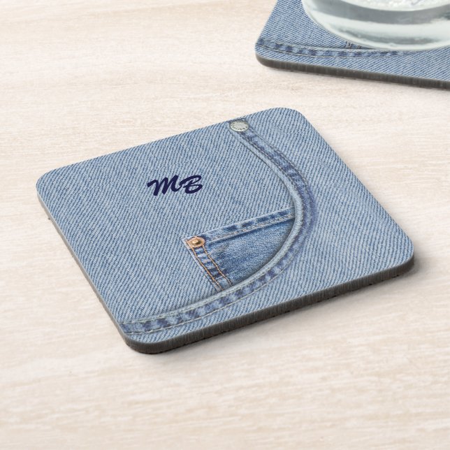 Posavasos Jeans Coasters con Iniciales (Lado Izquierdo)
