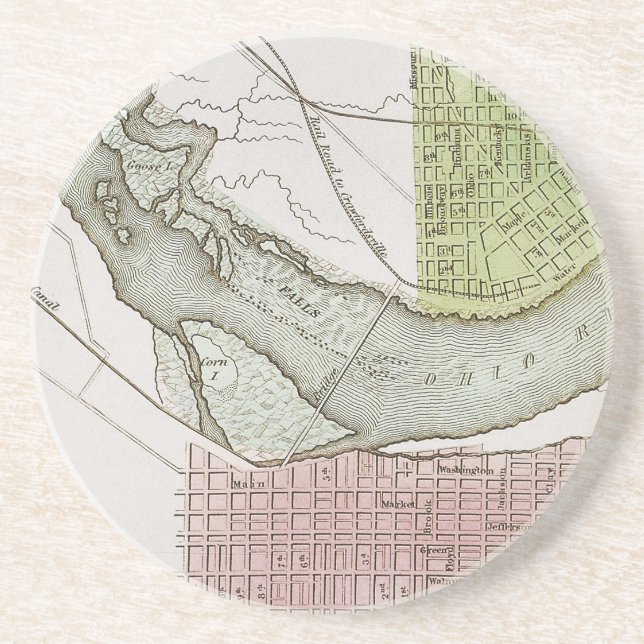 POSAVASOS JEFFERSONVILLE, INDIANA: MAPA (Frente)