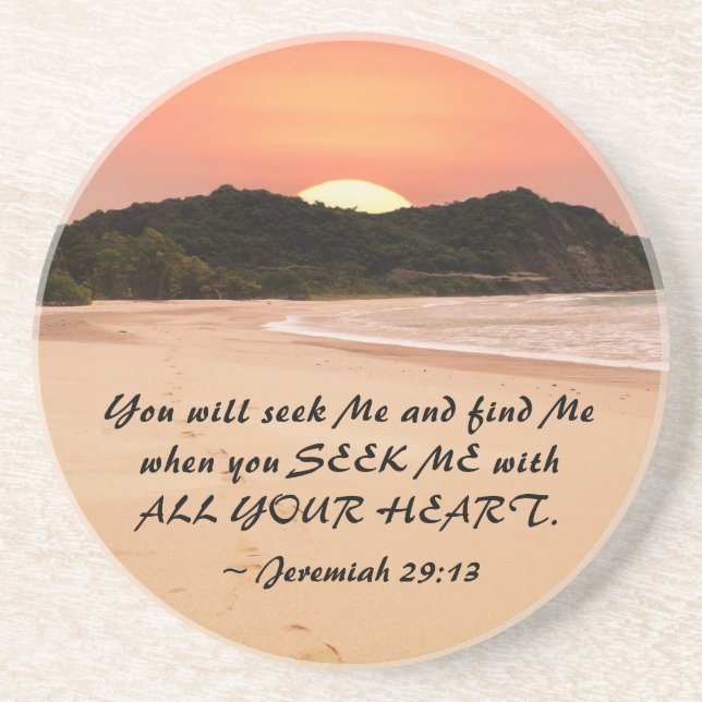Posavasos Jeremiah 29:13 Seek Me with All Your Heart Bible (Frente)