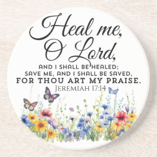 Posavasos Jeremías 17:14 Curando Biblia Verse Flores silvest