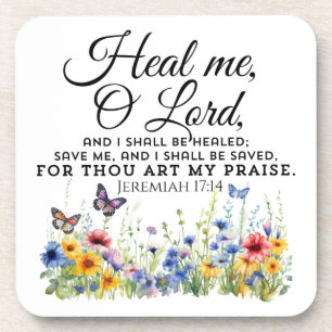 Posavasos Jeremías 17:14 Curando Biblia Verse Flores silvest