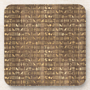 Posavasos Jeroglíficos egipcios de oro en Brown