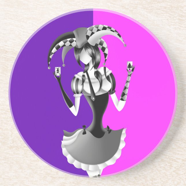 Posavasos Jester Divertido Jugando Póker  (Frente)