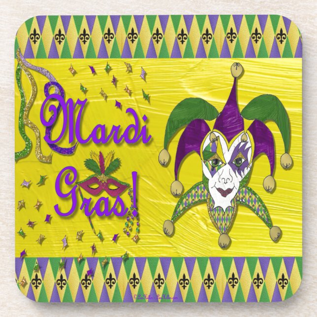 Posavasos Jester Mask Mardi Gras Harlequin (Frente)