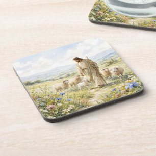 Posavasos Jesús Buen Pastor Acuarela de Flores Silvestres