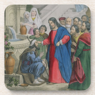 Posavasos Jesús da vista a una persiana nacida, de una
