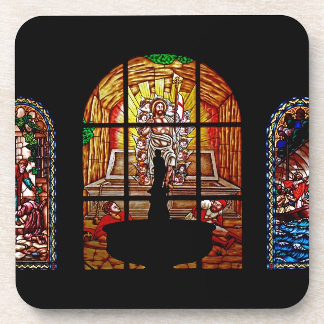 Posavasos jesús de vidrio manchado (Frente)