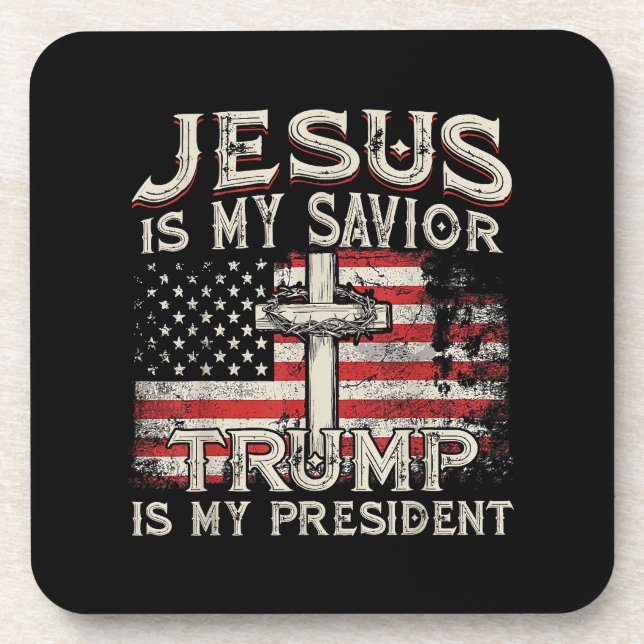 Posavasos Jesús Es Mi Salvador Trump Es Mi Presidente Estado (Frente)