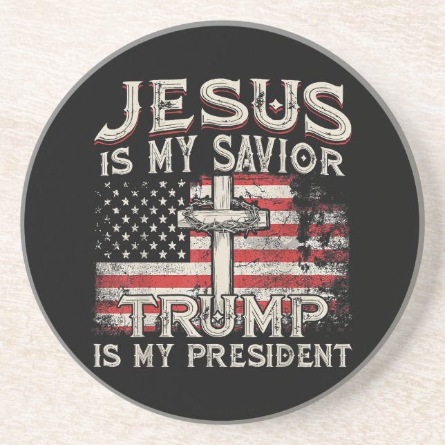 Posavasos Jesús Es Mi Salvador Trump Es Mi Presidente Estado (Frente)