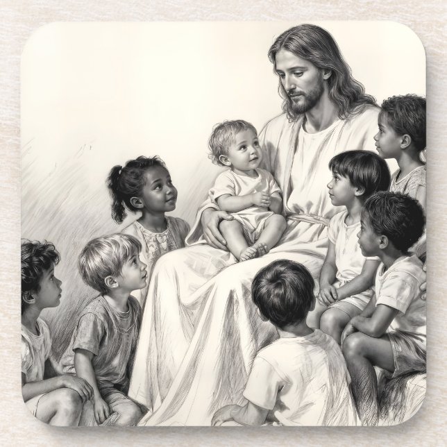 Posavasos Jesus Sitting with Children (Frente)