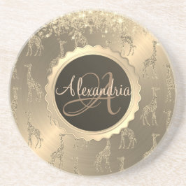 Posavasos jirafas Purpurinoso sobre el lujoso monograma de o