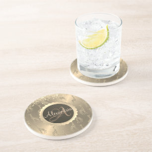 Posavasos jirafas Purpurinoso sobre el lujoso monograma de o