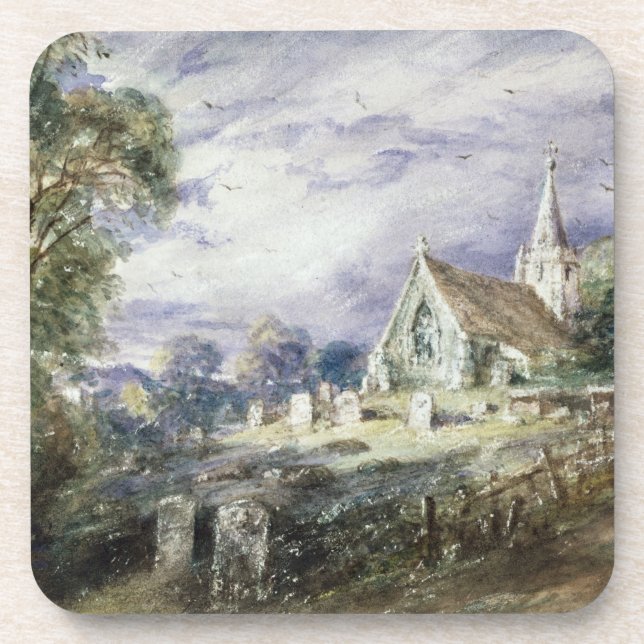 Posavasos John Constable el | alimenta la iglesia de Poges (Frente)