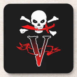 Posavasos Jolly Roger V Monograma Inicial