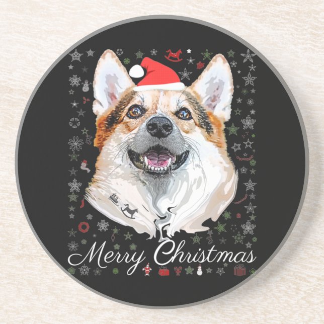 Posavasos Joyeux Noël Corgi Santa Dog (Frente)