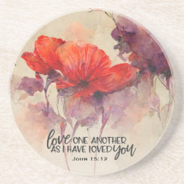 Posavasos Juan 15:12 Amarse mutuamente Biblia Verse Floral R