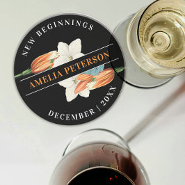 Posavasos Jubilación Floral De Lirio, Naranja Blanco Y Negro