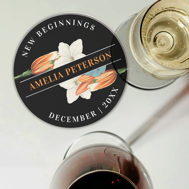 Posavasos Jubilación Floral De Lirio, Naranja Blanco Y Negro (Subido por el creador)