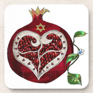 Posavasos Judaica Granada Corazón Hanukkah Rosh Hashanah