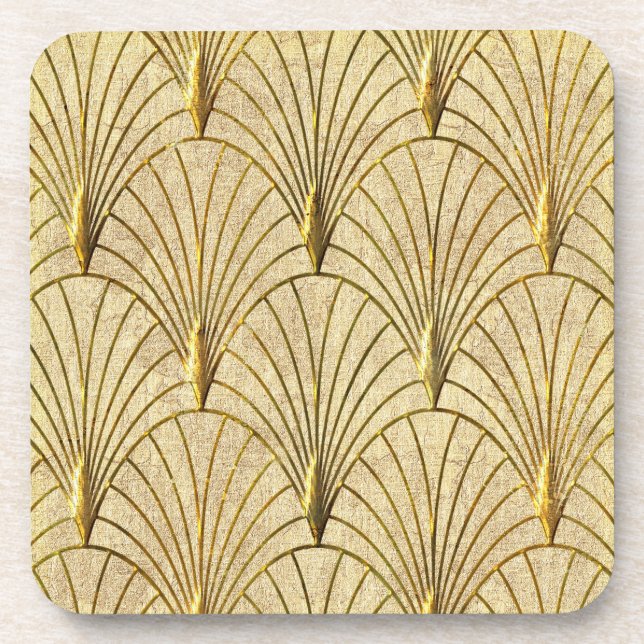 Posavasos Juego de 6 decoraciones de arte dorado (Frente)