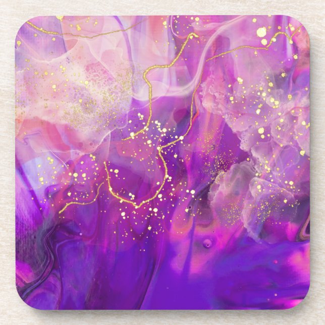 Posavasos Juego de aletas moradas y doradas (Frente)