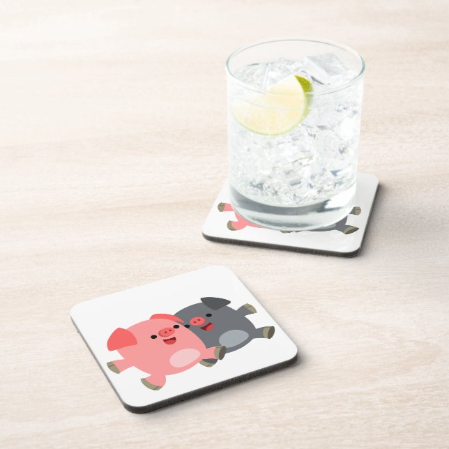 Posavasos Juego de gallos de cerdos de Personalizado blanco  (Lado Derecho)