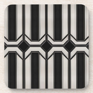 Posavasos Juego de montaña de plata y negro Art Deco