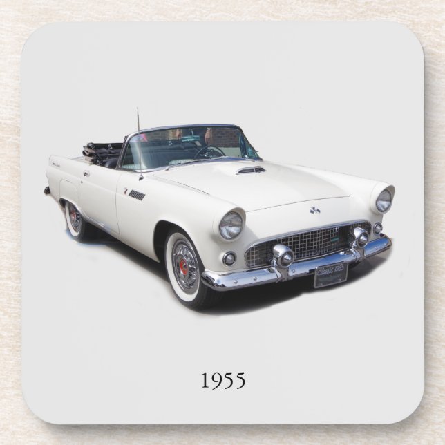 Posavasos Juego de montaña rusa blanca convertible de 1955 (Frente)