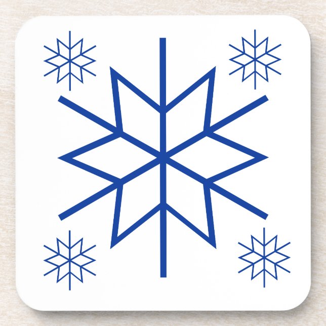 Posavasos Juego de montaña rusa - Copos de nieve azules (Frente)