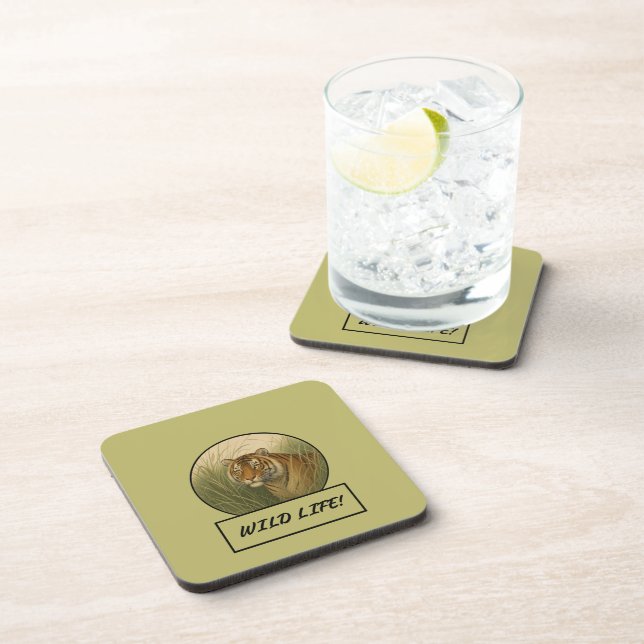 Posavasos Juego de montaña rusa oscuro de Khaki para tigres  (Lado Derecho)