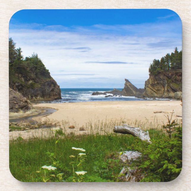 Posavasos Juego de montaña temática de Oregon Coast Beach (Frente)