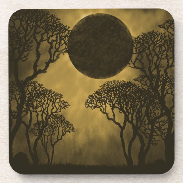 Posavasos Juego de Pascua de Eclipse Forestal Oscuro, Oro (Frente)