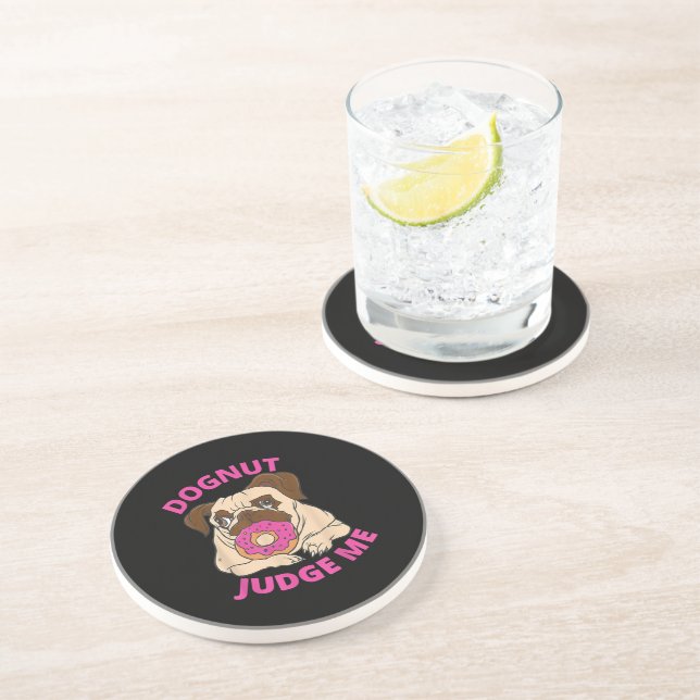 Posavasos Juez De Dognut Me Pug Perro Come Donut (Lado)