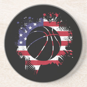 Posavasos Jugador de Baloncesto con Bandera Americana 