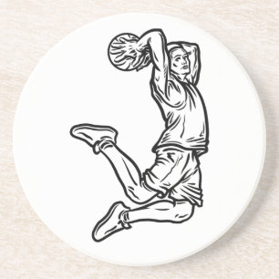 Posavasos Jugador de baloncesto Haciendo Slam Dunk Dark Desi